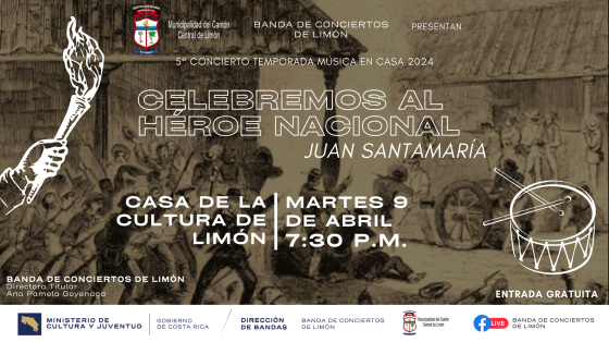 Concierto "Celebremos al Héroe Nacional” | Banda de Conciertos de Limón Foto de una pintura sobre la gesta heroica de Juan Santamaría