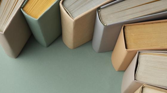Conferencia de la Academia Morista Varios libros acomodados en un semicírculo vistos desde arriba