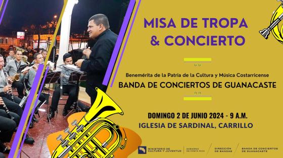 Foto de Ronald Estrada dirigiendo a la banda con fondo amarillo