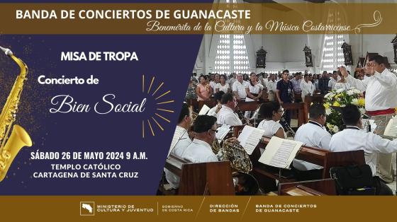 Misa de Tropa y Concierto | Banda de Conciertos de Guanacaste Maestro Ronald Estrada dirigiendo a la Banda dentro de una iglesia