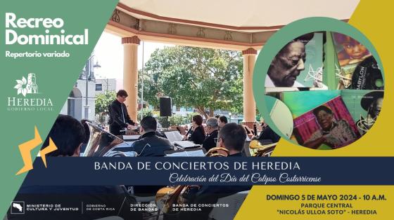 Concierto Recreo en el Parque | Banda de Conciertos de Heredia Foto de Mario Gamboa dirigiendo a la Banda en el quiosco del parque