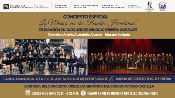 Concierto "Dos Bandas Heredianas se unen por la Música" | Banda de Conciertos de Heredia Foto de la Banda de Conciertos de Heredia y la Banda de la Esc. de Música de Mercedes Norte