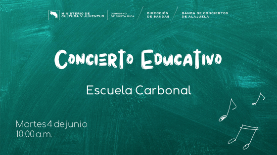 Pizarrita verde con las letras anunciando el concierto