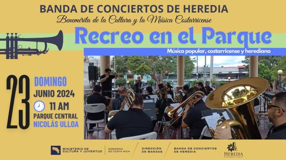 Foto de la Banda de Heredia tocando en el quiosco del parque central