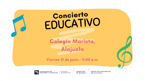 anuncio sobre fondo amarillo y notas musicales