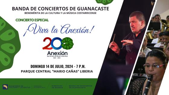 Concierto ¡Viva la Anexión! Liberia | Banda de Conciertos de Guanacaste Foto del Maestro Ronald Estrada y de los músicos tocando