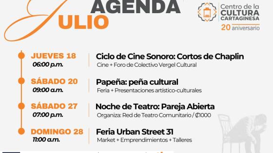 Agenda de julio 2024 afiche con actividades