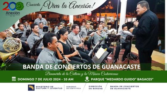 Concierto ¡Viva la Anexión! Bagaces | Banda de Conciertos de Guanacaste Foto de la Banda de Guanacaste tocando en un quiosco