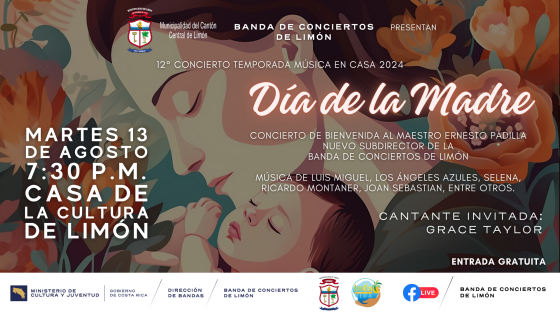 Concierto Especial "Día de la Madre" | Banda de Conciertos de Limón Afiche de una imagen de madre con su bebé