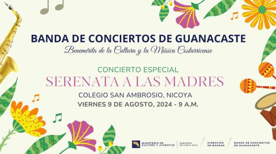 Concierto "Serenata a las Madres" | Banda de Conciertos de Guanacaste Tarjeta de flores que anuncia el Concierto de Serenata a las Madres