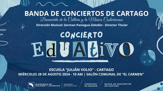 Concierto Educativo "Colegio Julián Volio" | Banda de Conciertos de Cartago Collage de letras anunciando el concierto