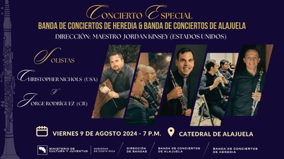 Concierto especial a dos bandas Collage de músicos de las Bandas y Músicos internacionales invitados