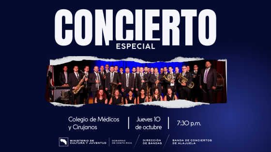 Concierto Especial | Banda de Conciertos de Alajuela Foto de la BCA en un recorte de collage con fondo azul