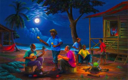 Noche de Calypso, obra del artista limonense Honorio Cabraca. Cortesía del autor. Noche de Calypso, obra del artista limonense Honorio Cabraca. Cortesía del autor.