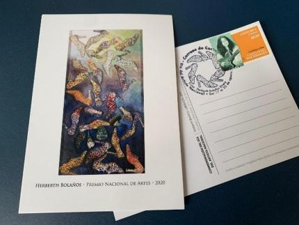 El matasellos se estampó sobre el sello postal de la renombrada cantante y compositora costarricense Guadalupe Urbina, que pertenece a la colección Compositores Nacionales del año 2018. Fotografía: Correos de Costa Rica El matasellos se estampó sobre el sello postal de la renombrada cantante y compositora costarricense Guadalupe Urbina, que pertenece a la colección Compositores Nacionales del año 2018. Fotografía: Correos de Costa Rica