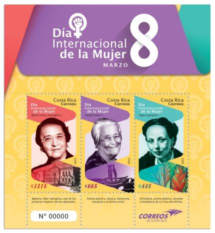 Filatelia costarricense destaca este 2022 el legado de María Teresa Obregón Zamora, Emilia Prieto Tugores y Olga Espinach Fernández, en la lucha por los derechos y la paz Filatelia costarricense destaca este 2022 el legado de María Teresa Obregón Zamora, Emilia Prieto Tugores y Olga Espinach Fernández, en la lucha por los derechos y la paz