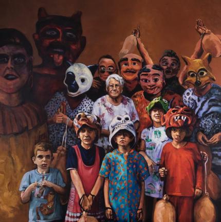 “Los hijos de mis hijas son mis hijos”. Óleo sobre tela. Colección del artista Adrián Arguedas. “Los hijos de mis hijas son mis hijos”. Óleo sobre tela. Colección del artista Adrián Arguedas.