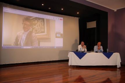 Jorge Rodríguez Vives, ministro de Cultura y Juventud, y Ramiro A. Ramírez, director del Centro Nacional de la Música, durante el evento de presentación de la programación 2025 de la OSNCR, en el Centro de Cine. Jorge Rodríguez Vives, ministro de Cultura y Juventud, y Ramiro A. Ramírez, director del Centro Nacional de la Música, durante el evento de presentación de la programación 2025 de la OSNCR, en el Centro de Cine.
