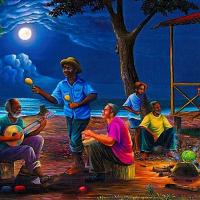 Noche de Calypso, obra del artista limonense Honorio Cabraca. Cortesía del autor.