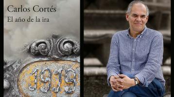 Portada del libro "El año de la ira" y a la derecha, fotografía del autor del libro