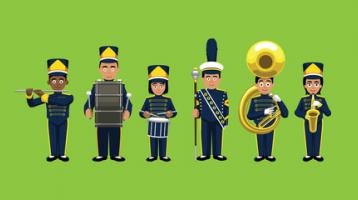Dibujos tiernos de músicos de bandas con sus instrumentos