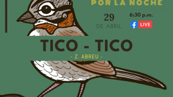 Pajarito en gris y café con letras de fondo