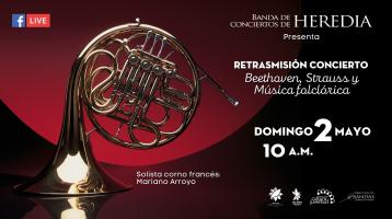 corno dorado con fondo rojo