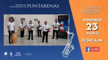 foto del ensamble de saxofones y percusión