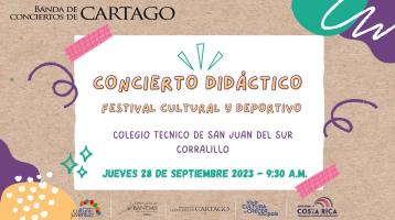 Imagen de papel blanco con cintas adhesivas de colores anunciando el concierto