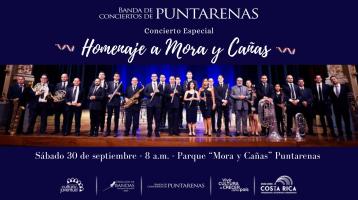 Foto de la Banda de Puntarenas entre franjas azul oscuro
