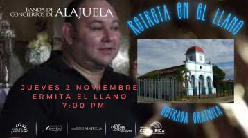 foto del Director Gabriel Campos con una foto de la Ermita del Llano a la par