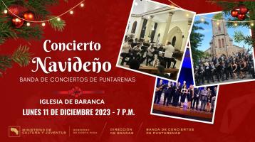 Fotos de la Banda entre adornos navideños con fondo rojo