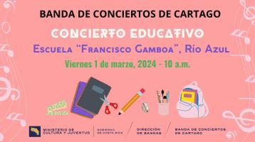 dibujos de útiles escolares en fondo rosa con notas musicales