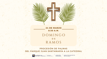 Dibujo de una cruz con palmas a la par anunciando el concierto