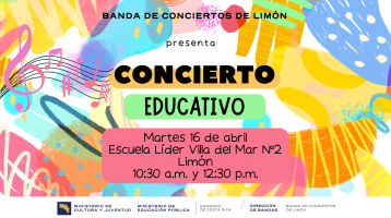 Formas de colores encendidos con el anuncio del concierto