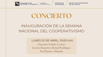 Letras naranjas sobre fondo claro que anuncia el concierto