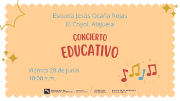 anuncio sobre fondo amarillo y notas musicales