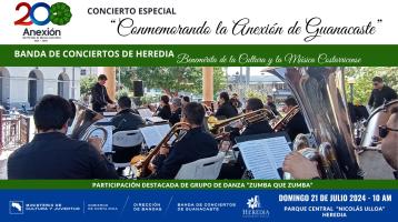 Foto de la Banda de Conciertos de Heredia tocando en una mañana en el quiosco
